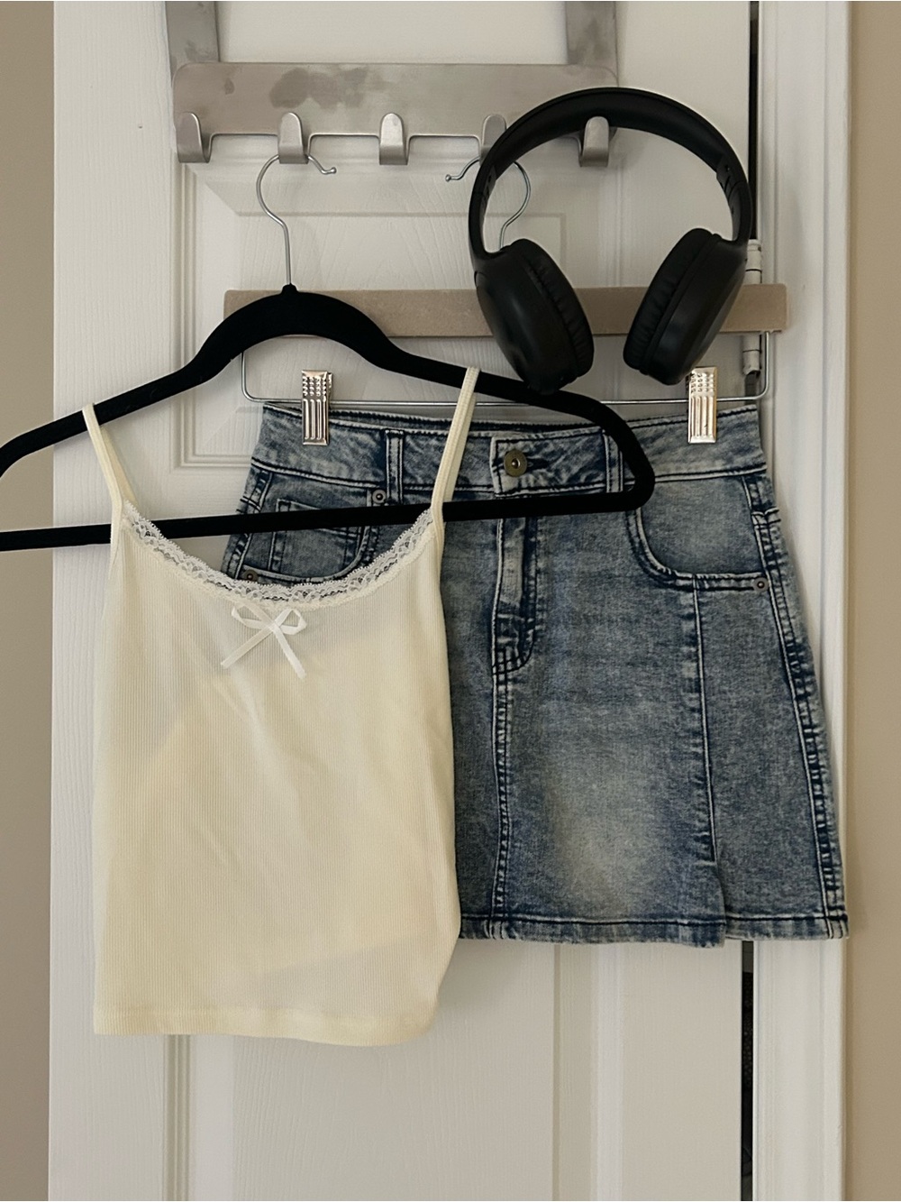 denim mini skirt